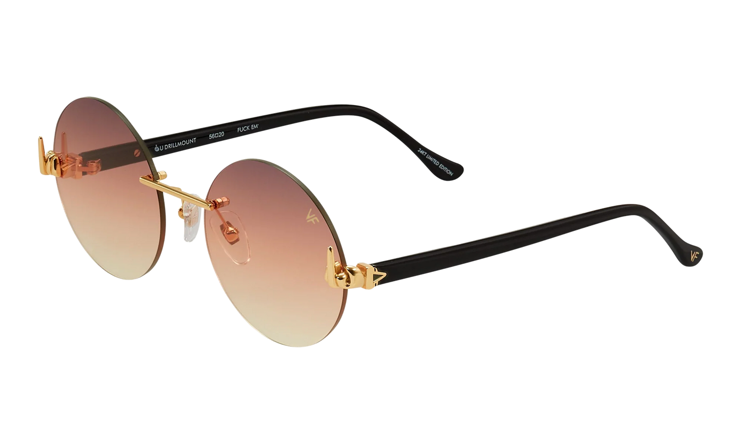 508 Rimless Drill Mount F.U. Edition 24KT "Yellow Gold / Black / Brown Triple Gradient" DMMF2 0007 16T5