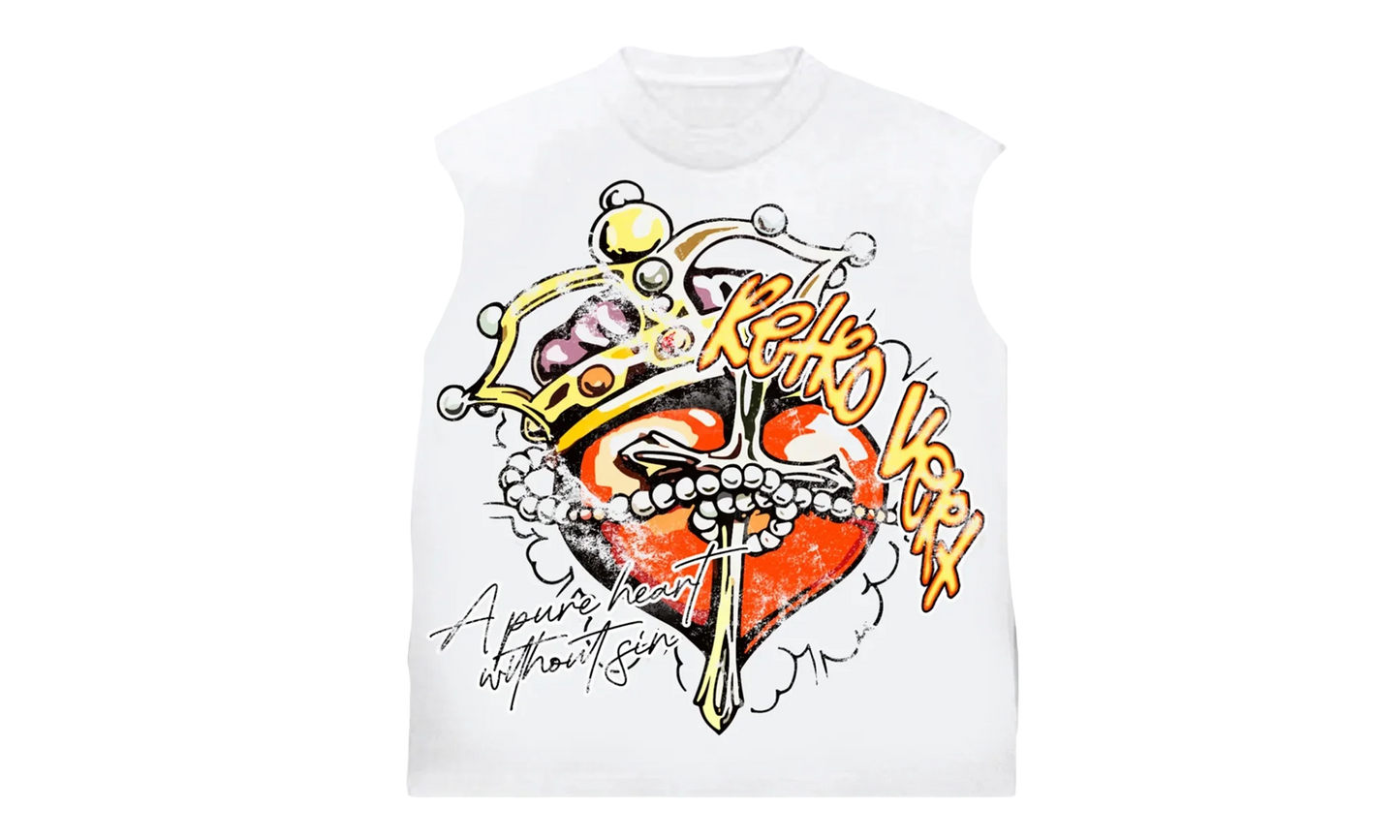 Heart Yellow Red Cutoff Tee "White" RET011