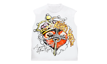 Heart Yellow Red Cutoff Tee "White" RET011