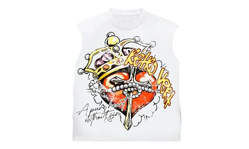 Heart Yellow Red Cutoff Tee "White" RET011