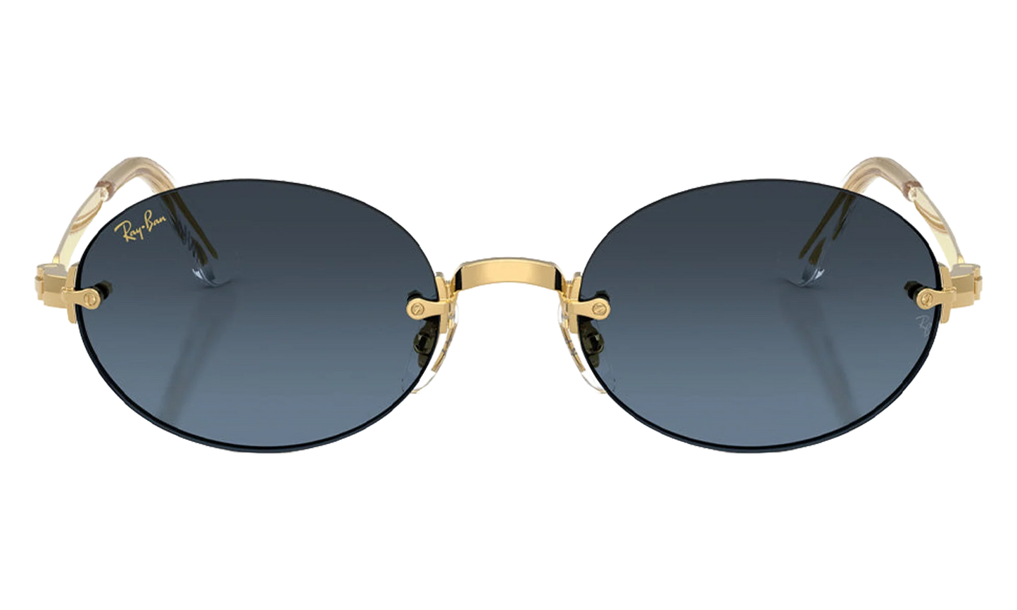 Ray-Ban Rimless "A$AP Rocky - Polished Arista Gold with Blue Gradient Dark Grey Lens" RB3929 001 S2