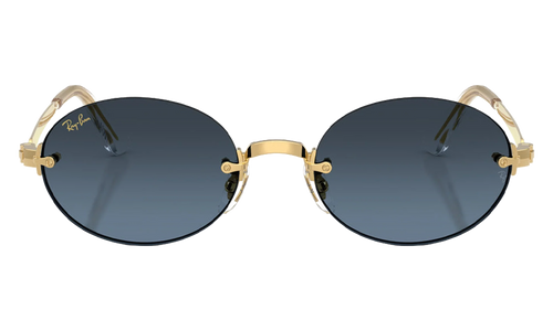Ray-Ban Rimless "A$AP Rocky - Polished Arista Gold with Blue Gradient Dark Grey Lens" RB3929 001 S2