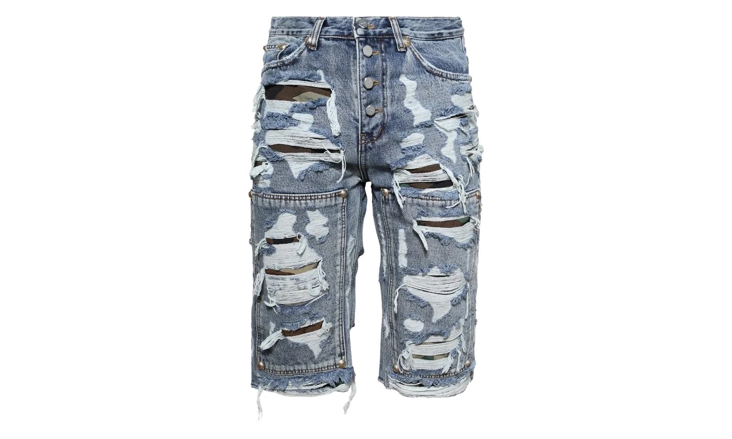 Hell Camo Denim Shorts "Blue" TC25PT2201