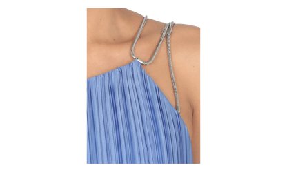 PLEATED ASYMMETRIC CASCADE DRESS "Light Blue" RW DR0011 5944 E24 166