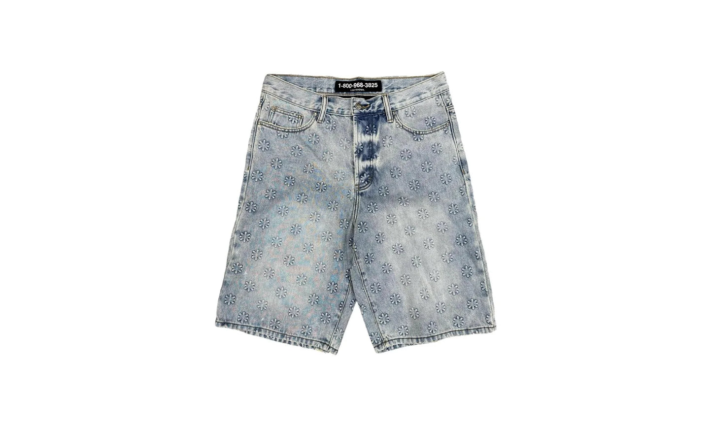 Embossed Jean Shorts "Blue" 10049734