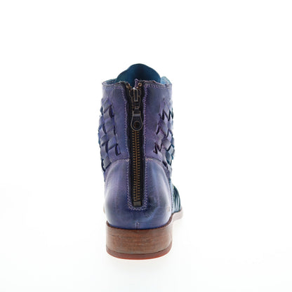 Bed Stu Loretta F328030 Womens Blue Leather Lace Up Casual Dress Boots