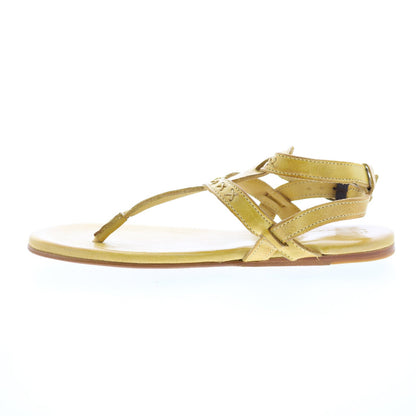Bed Stu Moon F373152 Womens Yellow Leather Hook & Loop Strap Sandals Shoes