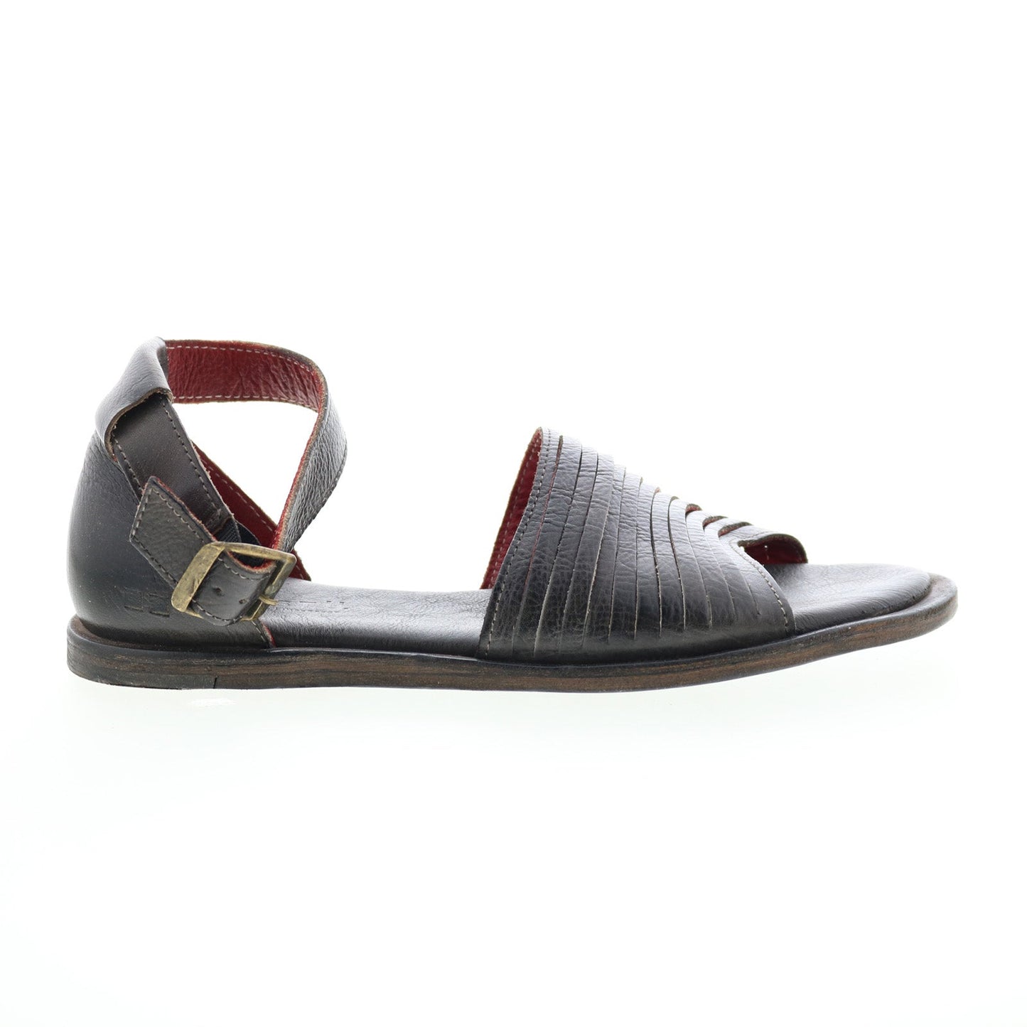 Bed Stu Lilia F373155 Womens Black Leather Hook & Loop Strap Sandals Shoes