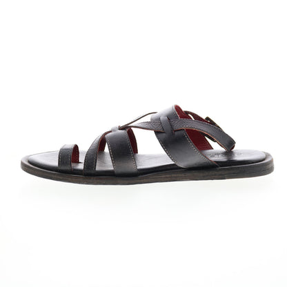 Bed Stu Manati II F373156 Womens Black Leather Hook & Loop Strap Sandals Shoes