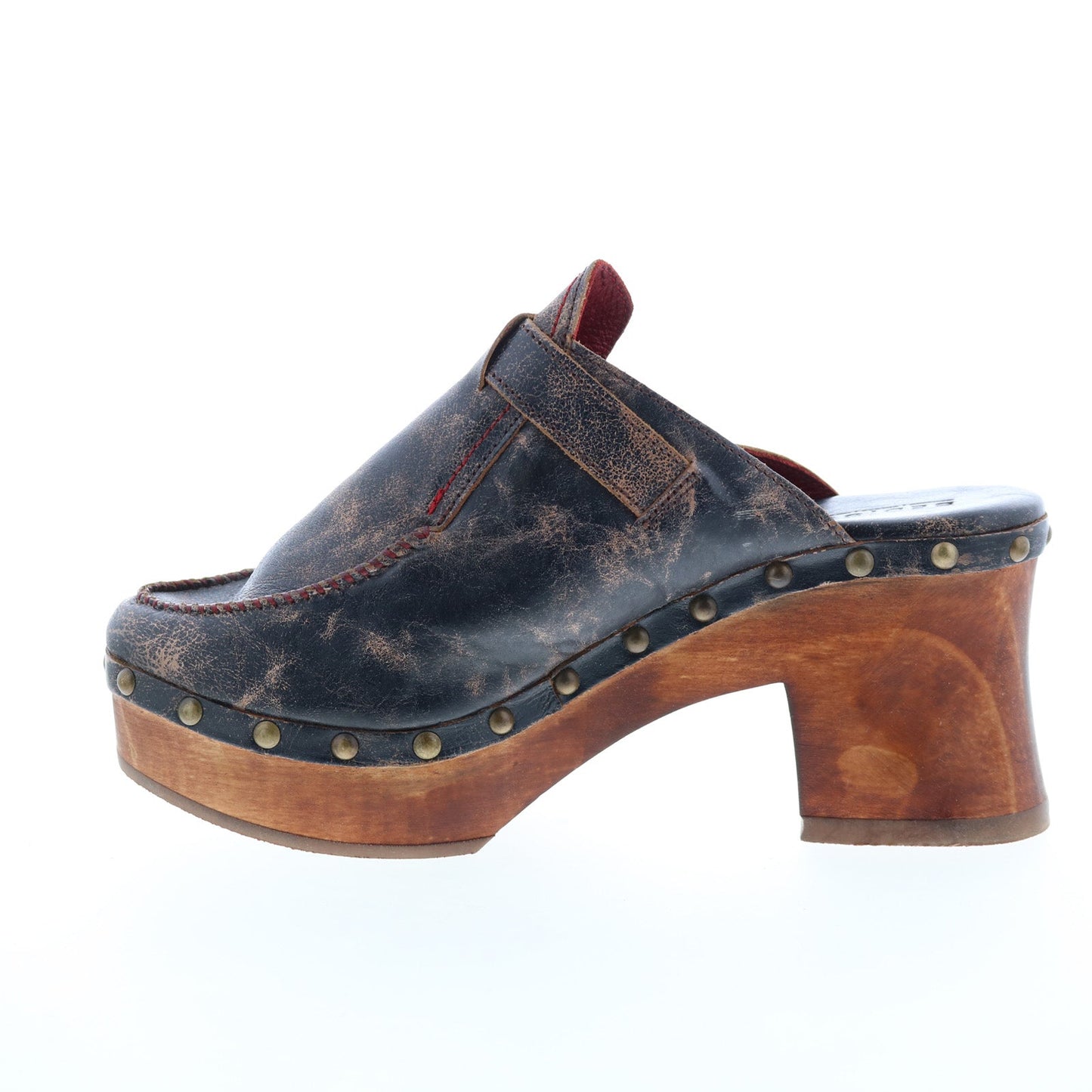 Bed Stu Kim F399016 Womens Black Leather Hook & Loop Mules Heels Shoes