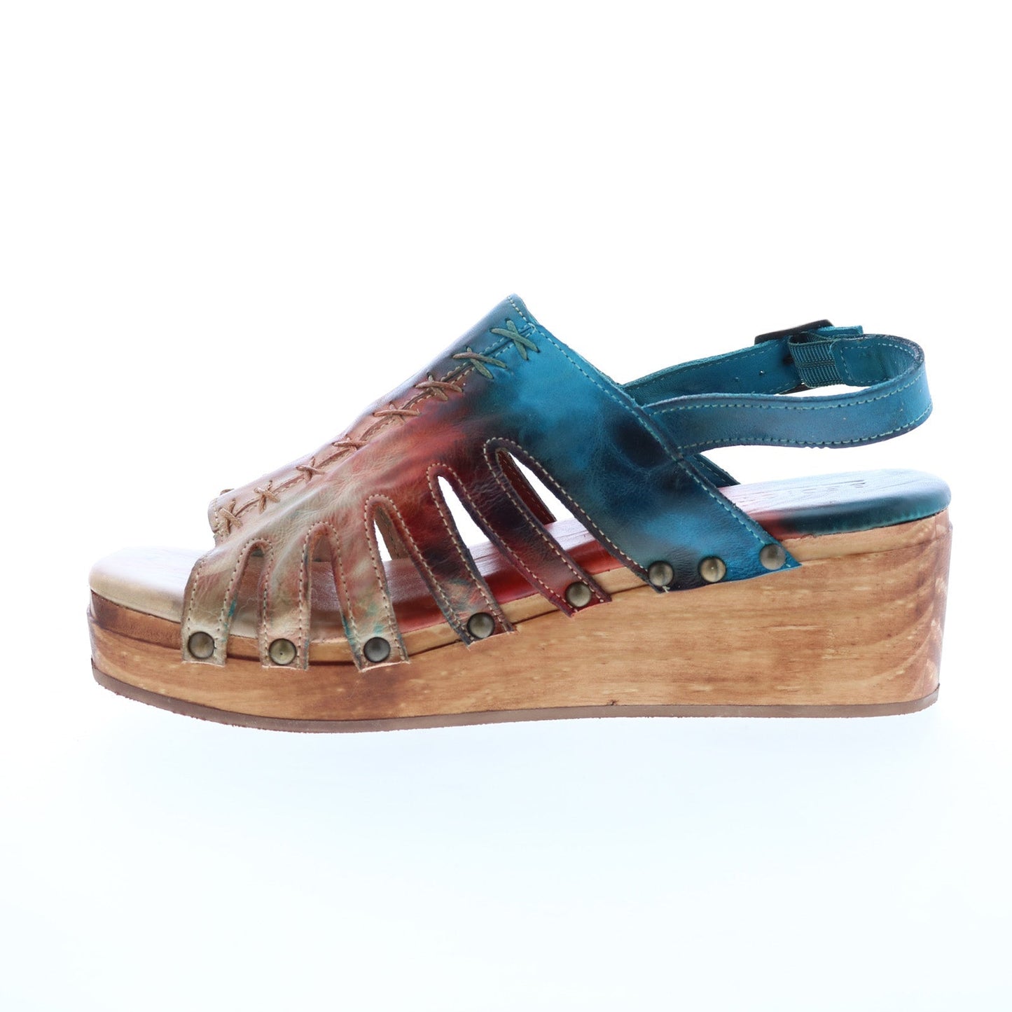 Bed Stu Robin F399045 Womens Brown Leather Hook & Loop Wedges Sandals Shoes