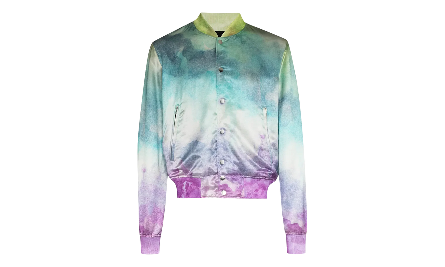 Watercolor Print Silk Bomber Jacket "Multicolor" F0M04179VS MUL