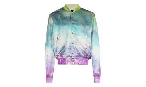 Watercolor Print Silk Bomber Jacket "Multicolor" F0M04179VS MUL