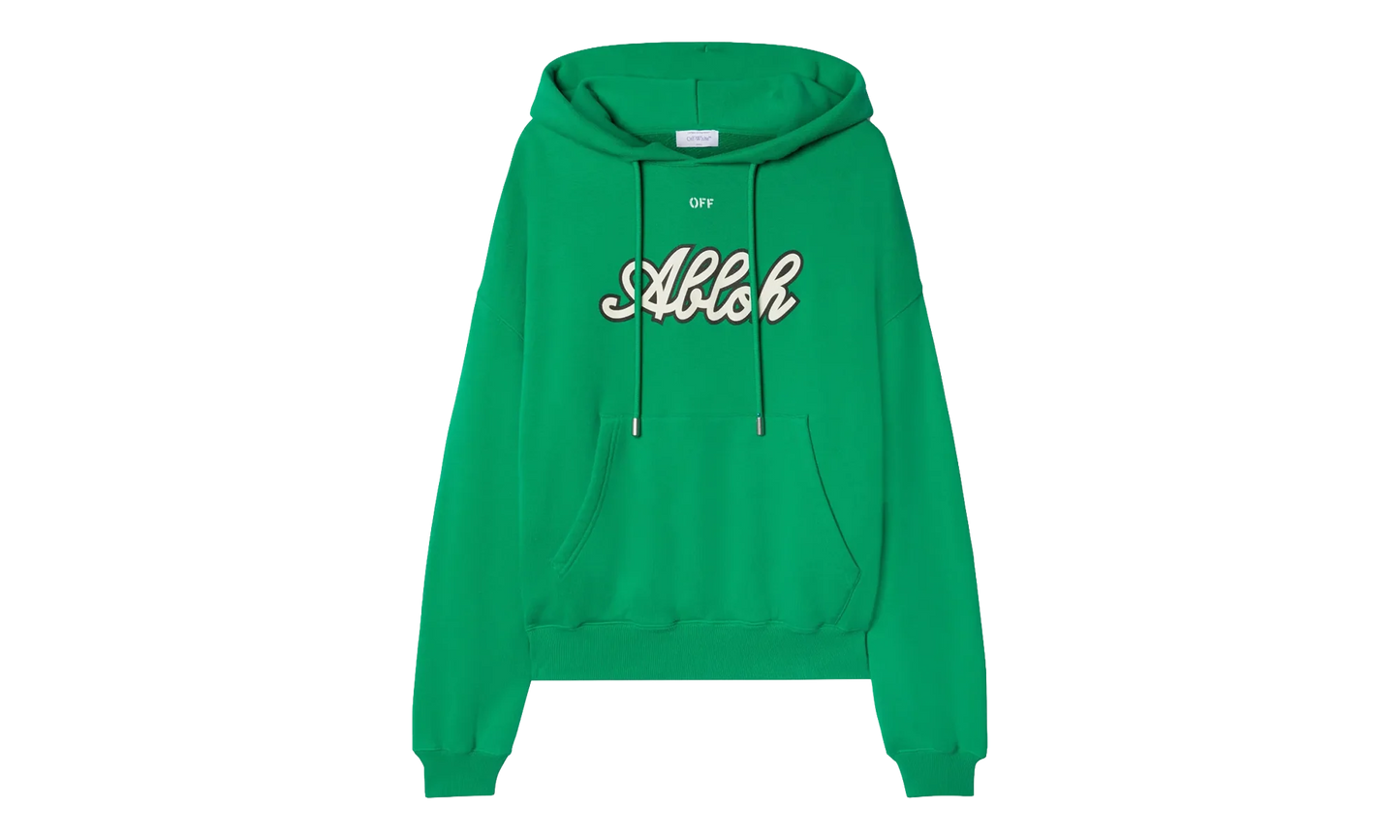 Varsity Print Cotton Hoodie "College Green" OMBB118S24FLE0055561