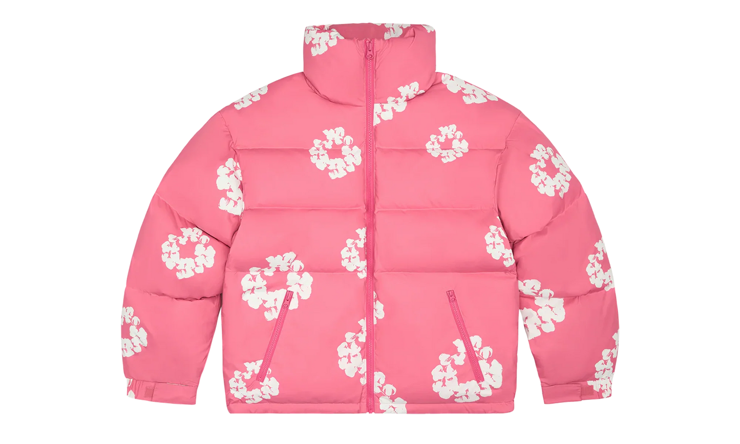 Cotton Wreath Puffer Down Jacket "Pink" DT336