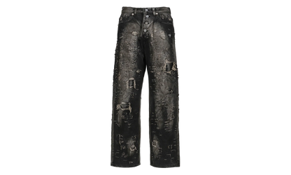 Hard-Washed Damaged Denim Pants "Black" TC25PT2002