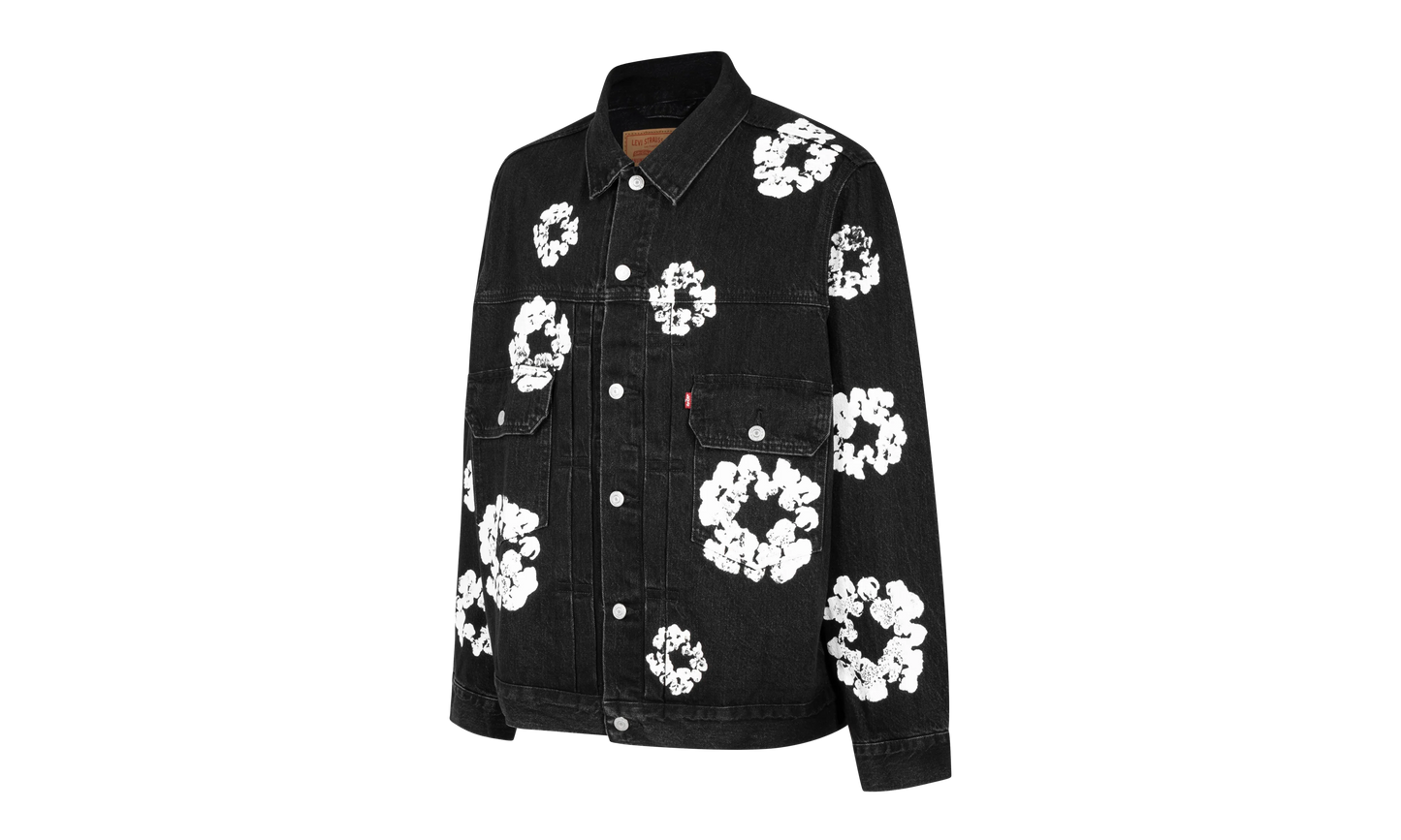 The Cotton Wreath Denim Jacket "Black" DT15