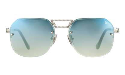 CEO Bevel Rimless Drill Mount 18KT "White Gold / Pastel Blue Flash Silver" DMCE2 0006 48A5