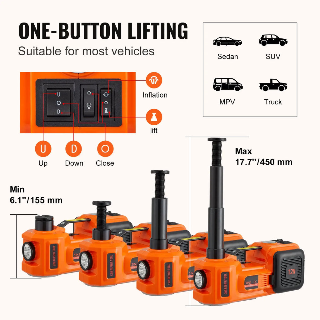 🔥[Hot sale]🔥5 Ton Electric Car Jack Kit with Impact Wrench & Air Pump