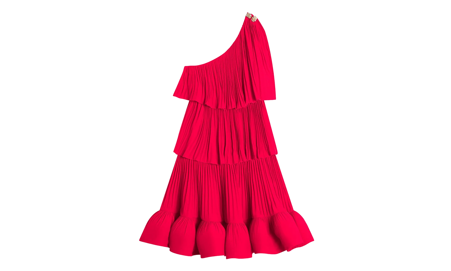 ASYMMETRIC LAYERED SHORT DRESS "Red" RW DR0024 4778 A23 594