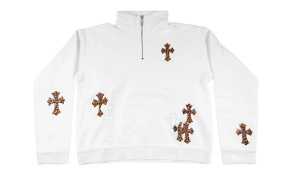 Cross Patch Quarter Zip Sweatshirt "White / Leopard" CHRM1079