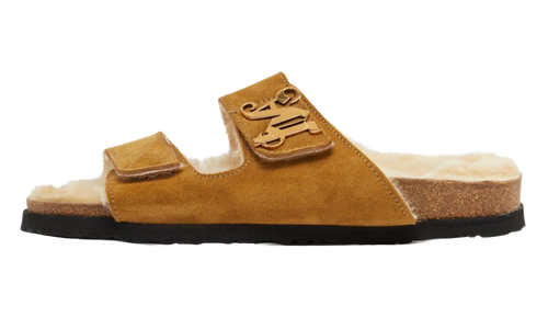 Open Toe Slipper Sandals "Camel" PMIH009F23LEA0016261