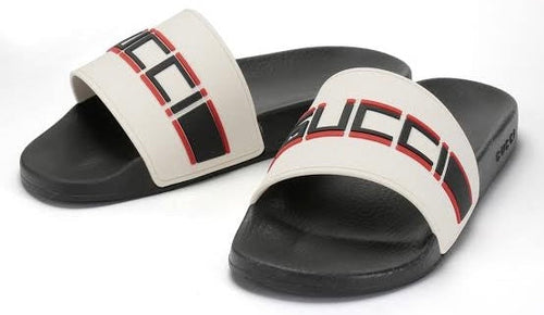 Stripe Rubber Slide Ecru
