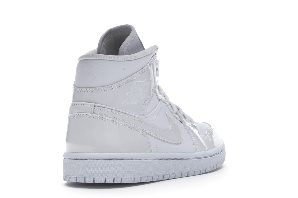 1 Mid Triple White Patent Swoosh (W)